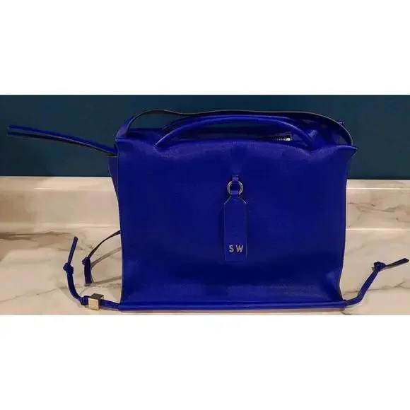 Stuart Weitzman Shopping SatchelBlue Violet Caviar Leather New W/ Tags Mint!